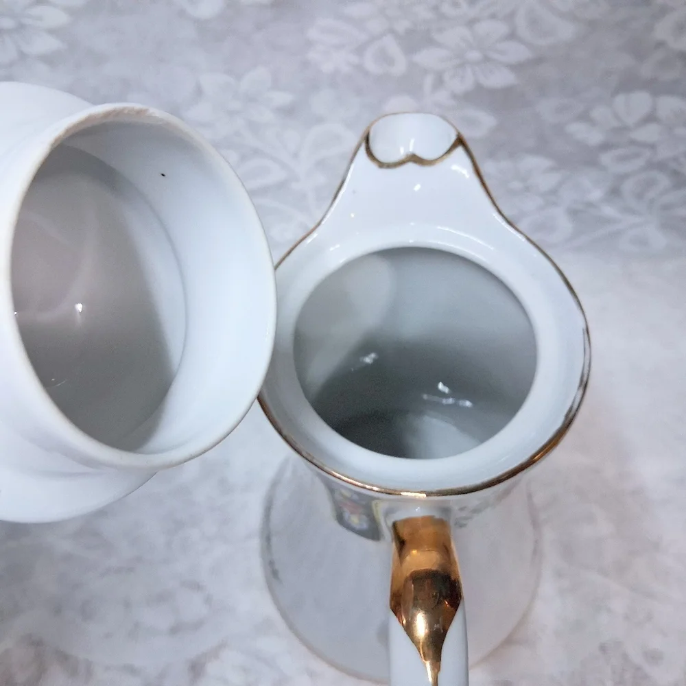 Antique Noritake Coffee Or Chocolate Pot And Service For Five Floral